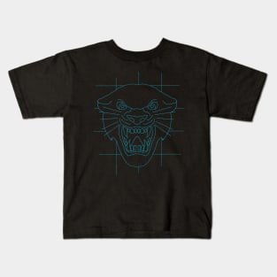 Panther head face drawing in blue Kids T-Shirt